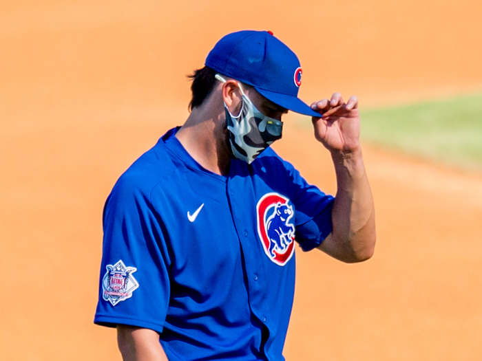 Kris Bryant looks down